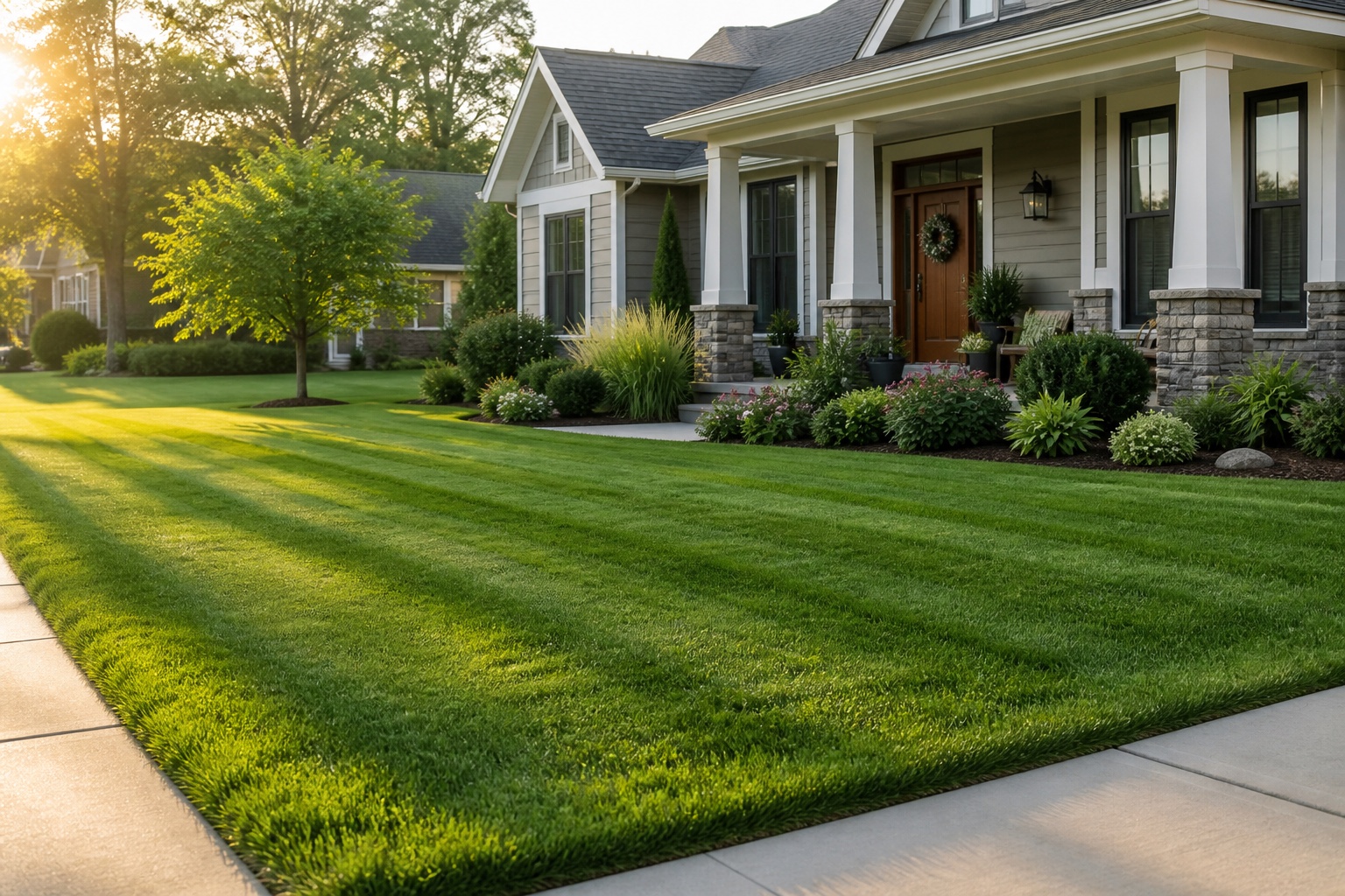 Clean residential lawn ready for outdoor use